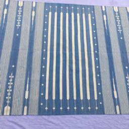 4x6 Light Denim & White Stripes Cotton Rug Dhurrie - Colour - thumbnail 2