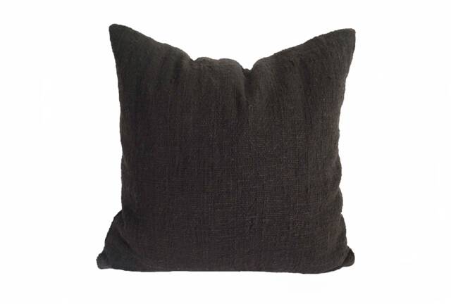 Handwoven Black Organic Cotton Pillow Cover, Eco-Friendly Home Decor - 20x20 In - image 1