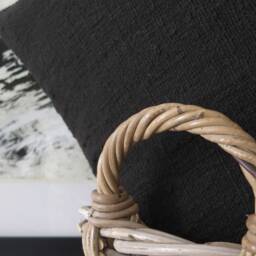 Handwoven Black Organic Cotton Pillow Cover, Eco-Friendly Home Decor - 20x20 In - thumbnail 3