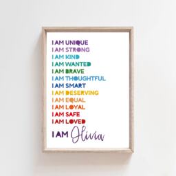 I Am Print, Positive Affirmation Inspirational Quotes, Boys Bedroom Prints, Girls Nursery Wall Art - thumbnail 1