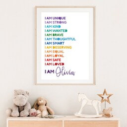 I Am Print, Positive Affirmation Inspirational Quotes, Boys Bedroom Prints, Girls Nursery Wall Art - thumbnail 2