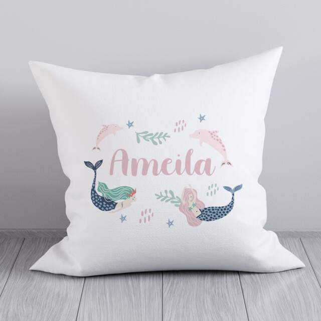Personalised Mermaid Cushion - Baby Nursery Pillow Gift UK