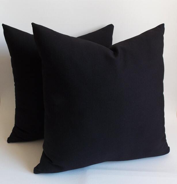 Set Of 2 Black Cotton Throw Pillow Covers - All Sizes - image 1