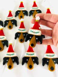 Fused Glass Dog Christmas Decoration -Fused Ornament, Dog Decoration, Santa Hat Cornish Fused Glass - thumbnail 1