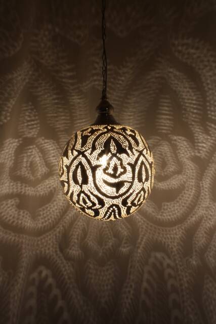 Moroccan Handmade Brass Lamp, Ball Pendant Light, Oriental Hanging Gold Lampshade, Home Decor Lighting & Ceiling Light - image 1