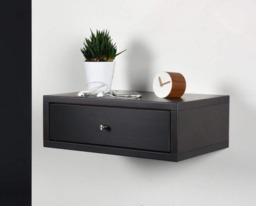 Black Floating Bedside Table With 1 Drawer/Modern Hall Console - thumbnail 1