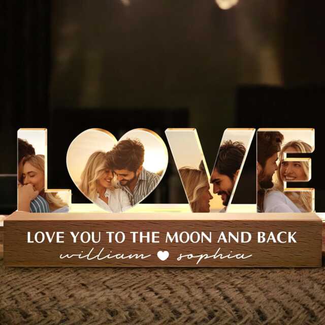 Personalized Led Night Light, Love You To The Moon & Back, Couple Nightlight Anniversary Gift, Bedroom Lamp, Gift For Boyfriend Husband - image 1