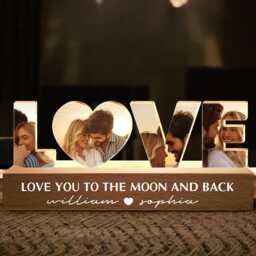 Personalized Led Night Light, Love You To The Moon & Back, Couple Nightlight Anniversary Gift, Bedroom Lamp, Gift For Boyfriend Husband - thumbnail 1