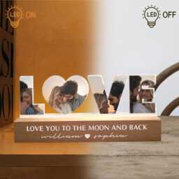 Personalized Led Night Light, Love You To The Moon & Back, Couple Nightlight Anniversary Gift, Bedroom Lamp, Gift For Boyfriend Husband - thumbnail 3