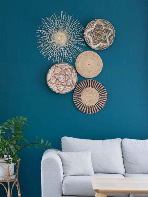 Hand Woven Seagrass Wall Decor Set, Natural Fiber Art - Set Of 5 - image 1