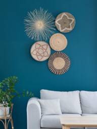 Hand Woven Seagrass Wall Decor Set, Natural Fiber Art - Set Of 5 - thumbnail 1