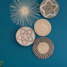 Hand Woven Seagrass Wall Decor Set, Natural Fiber Art - Set Of 5 - thumbnail 2