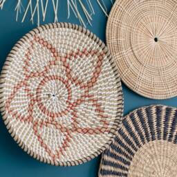 Hand Woven Seagrass Wall Decor Set, Natural Fiber Art - Set Of 5 - thumbnail 3