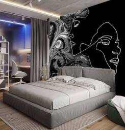 3D Line Faces Silver Marble Texture Vinyl Wall Decor Peel & Stick Wallpaper Mural Self Adhesive Exclusive Design Beauty Salon