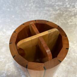 Moroccan Style Handmade Sectioned - Four Space Large Pen Pot in Araar French Polished - thumbnail 3