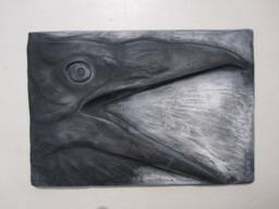 Crow Cawing Bas Relief Sculpture - thumbnail 1