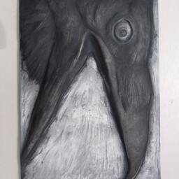 Crow Cawing Bas Relief Sculpture - thumbnail 2