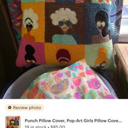 Handmade Pop-Art Girls Punch Needle Pillow Cover Embroidered Decorative Cushion - thumbnail 3