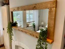Living Room Mirror With Shelf - Handmade Wooden