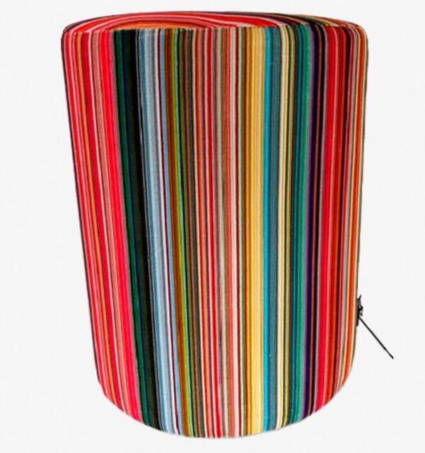 Multi Fine Stripe Velvet Footstool - image 1