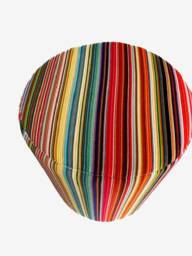 Multi Fine Stripe Velvet Footstool - thumbnail 3