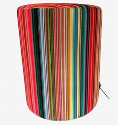 Multi Fine Stripe Velvet Footstool