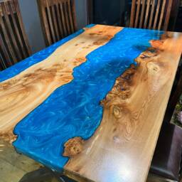 Oak, Walnut, Elm, Solid, Dining Tables & Resin River Tables, Epoxy - thumbnail 4