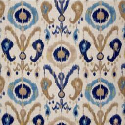 Blue Ikat Linen Cushion Cover, Gold Accents - thumbnail 3