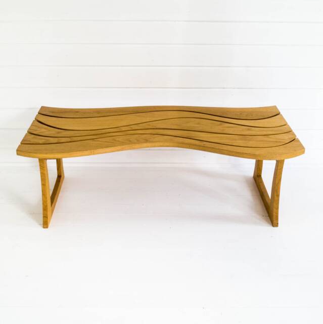 Handmade Wavy Coffee Table Solid Oak Unique Furniture Nesting Tables - image 1