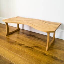 Handmade Wavy Coffee Table Solid Oak Unique Furniture Nesting Tables - thumbnail 4