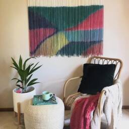 Hand-Dyed Fiber Art Tapestry Modern Geometric Boho Wall Hanging - thumbnail 3