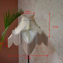 Hand-stitched Beige Lampshade Pleated Brocade Fabric, E27 Fitting - thumbnail 2