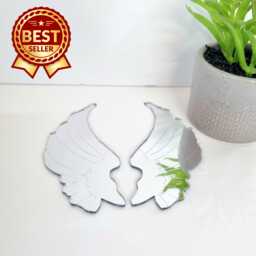 Etched Angel Wings Acrylic Mirror Wall Art Custom Colors & Sizes - thumbnail 1