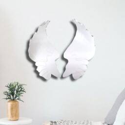 Etched Angel Wings Acrylic Mirror Wall Art Custom Colors & Sizes - thumbnail 3