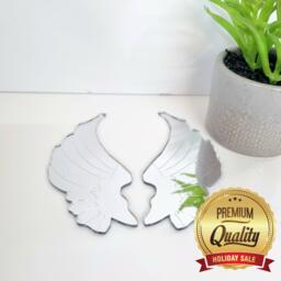 Etched Angel Wings Acrylic Mirror Wall Art Custom Colors & Sizes - thumbnail 1