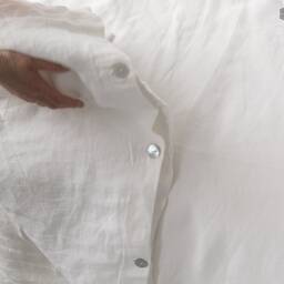 White Linen Duvet Cover - Bright White Softened Doona Cover-True Queen/King Size - thumbnail 4