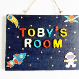 Outer Space Name Plaque Astronauts Solar System Bedroom Door Sign Custom Personalised Childrens Gift - thumbnail 2