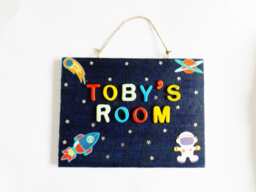 Outer Space Name Plaque Astronauts Solar System Bedroom Door Sign Custom Personalised Childrens Gift - thumbnail 1