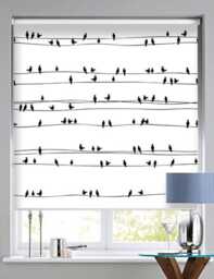 Birds On Electrical Wires Seamless Modern Patterned Illustration Custom Made Printed Window - Bw43 Roller Blind Regular Or Blackout Shade