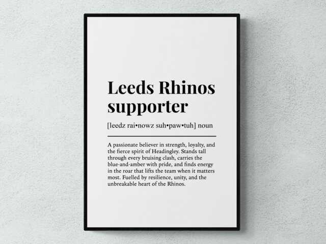 Leeds Rhinos Supporter Funny Definition Sport Rugby Gift Wall Art Print - image 1