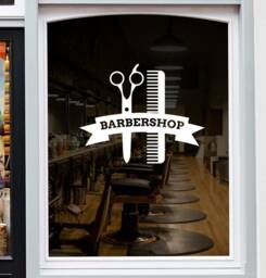 Barber Shop Window Sticker Barbershop Decal Display - thumbnail 1