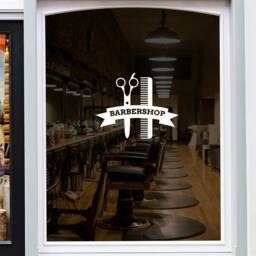 Barber Shop Window Sticker Barbershop Decal Display - thumbnail 2