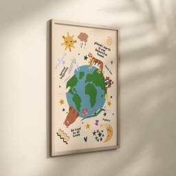 Animals Planet Earth Kids Print - Nursery Print, Our World, Explore Earth, Love Beautiful Positivity, Boho Bedroom Art - thumbnail 2