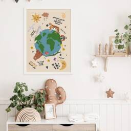 Animals Planet Earth Kids Print - Nursery Print, Our World, Explore Earth, Love Beautiful Positivity, Boho Bedroom Art - thumbnail 3