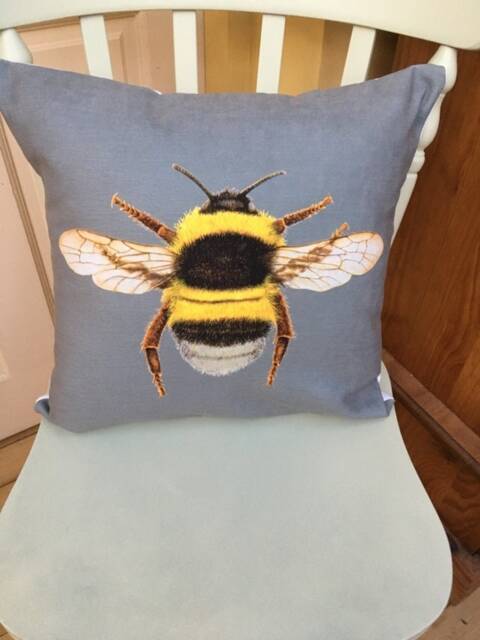 Handmade Grey Bee Velvet Cushion Cover - image 1