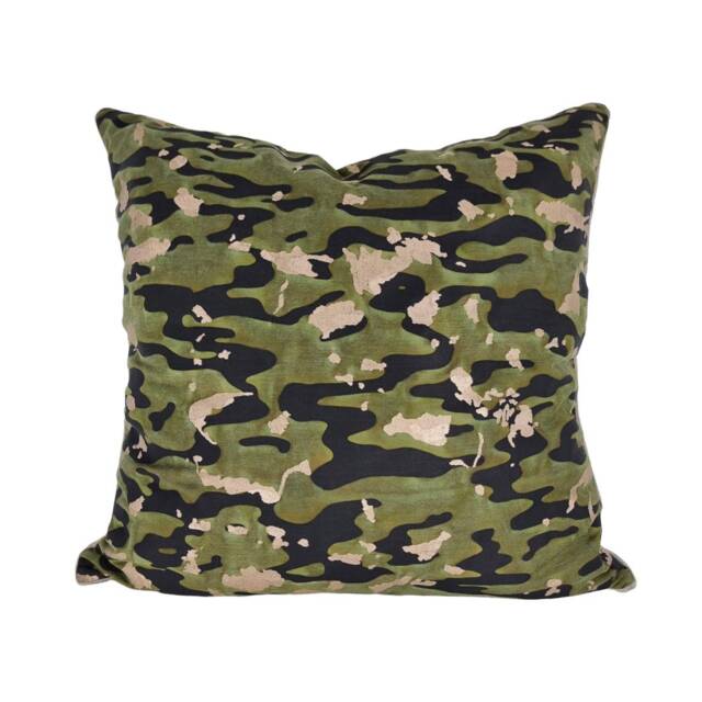 Fortuny Fabric Pillow Case Camo Isole Pattern in Army - Made Italy - image 1