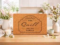 Personalised Last Name Doormat - Elegant Arched Cartouche Border - Custom Family Welcome Mat New Home Gift