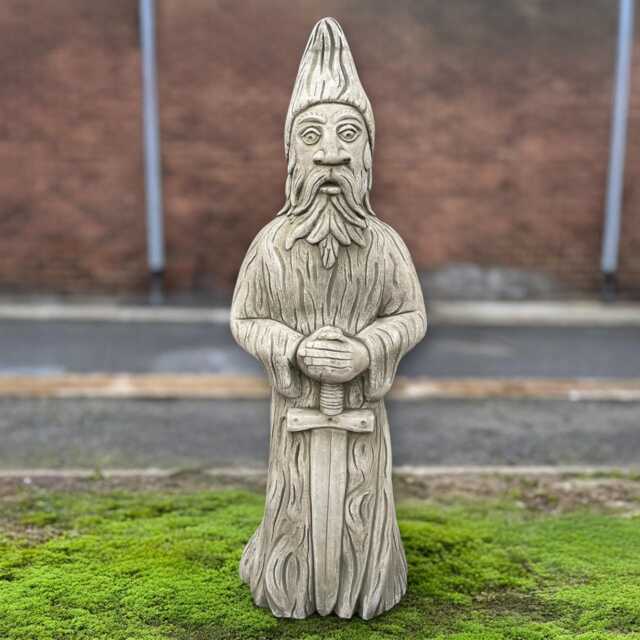 Concrete Wizard With Sword Figurine Garden Statue Stone Outdoor Man Sculpture Cement Magician Decor Handmade Ornament Yard Art - image 1