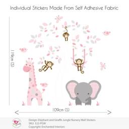 Pink & Grey Jungle Animals Wall Decals Baby Girl Nursery Decor - thumbnail 2