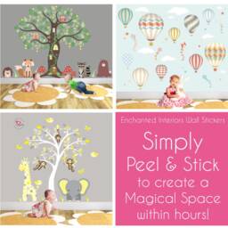 Pink & Grey Jungle Animals Wall Decals Baby Girl Nursery Decor - thumbnail 3